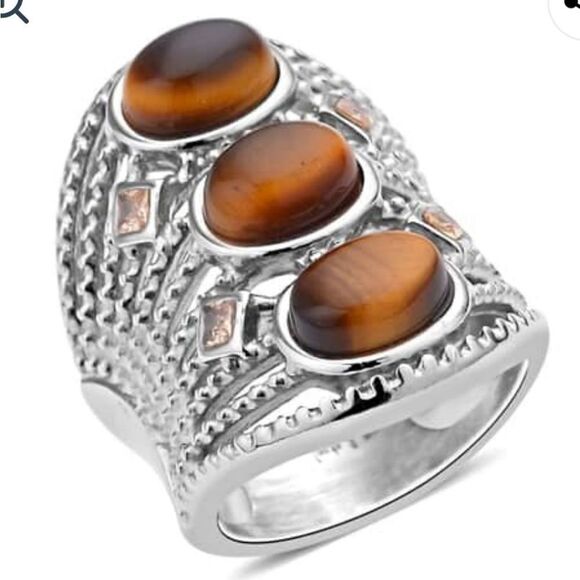 Yellow Tigers Eye Ring Size 7 - Picture 2 of 15